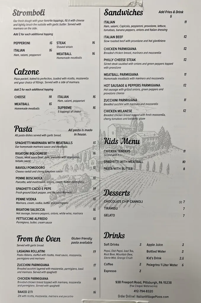 Menu_Italian Village Trattoria_Pittsburgh, PA_image_old_2