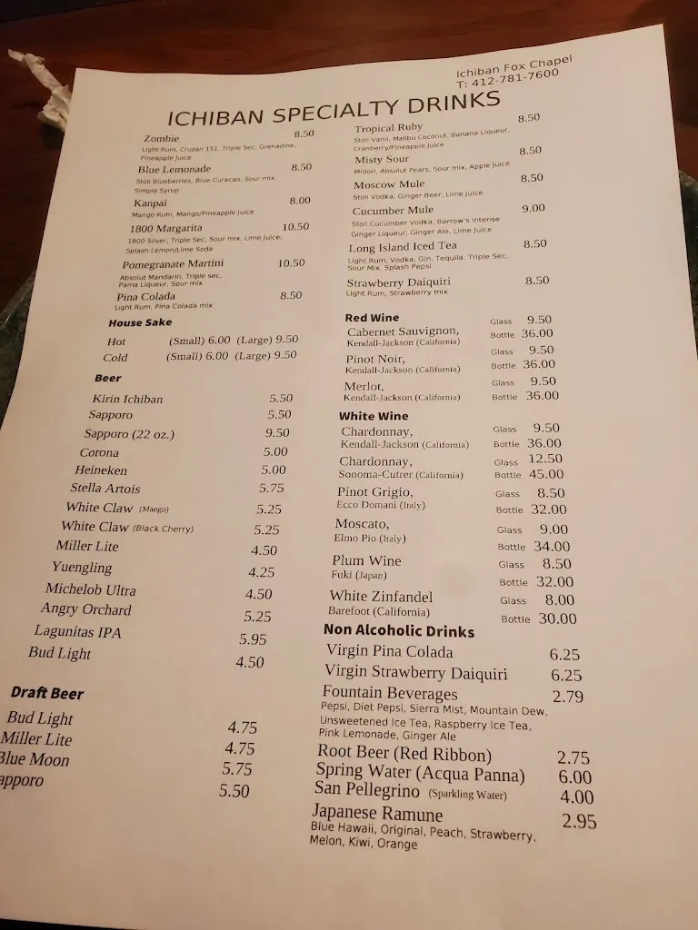 Menu_Ichiban Hibachi & Sushi Bar_Pittsburgh, PA_image_old_1
