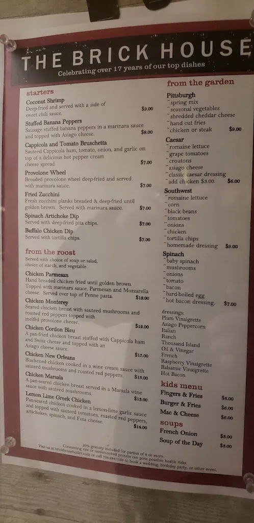 Menu_The Brick House_Butler, PA_image_old_3