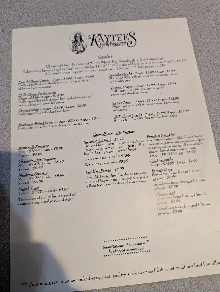 Menu_Kaytee's Family Restaurant and Marketplace_Coudersport, PA_image_old_1
