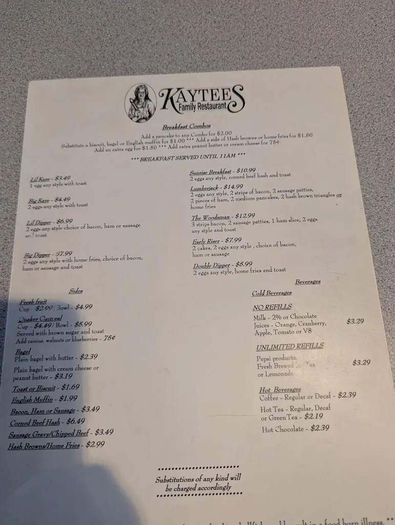 Menu_Kaytee's Family Restaurant and Marketplace_Coudersport, PA_image_old_3
