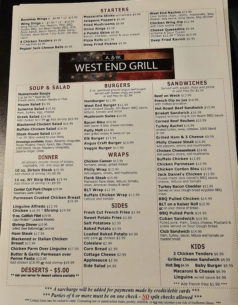 Menu_A&W West End Grill_Coudersport, PA_image_old_1