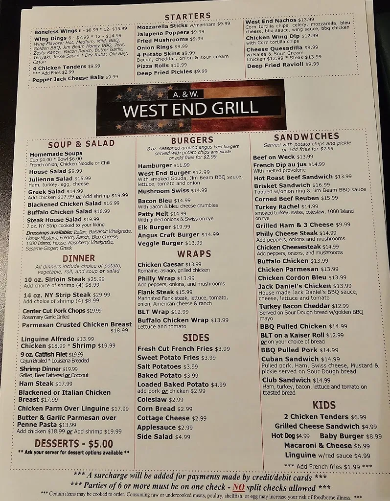 Menu_A&W West End Grill_Coudersport, PA_image_old_3