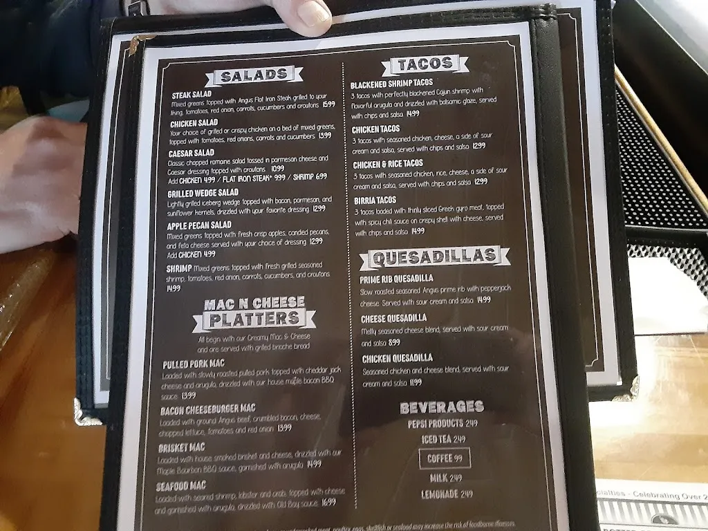 Menu_The Wedge_Coudersport, PA_image_old_2