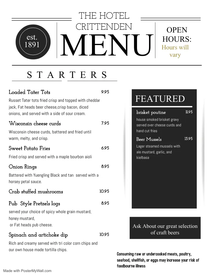 Menu_Hotel Crittenden_Coudersport, PA_image_old_3