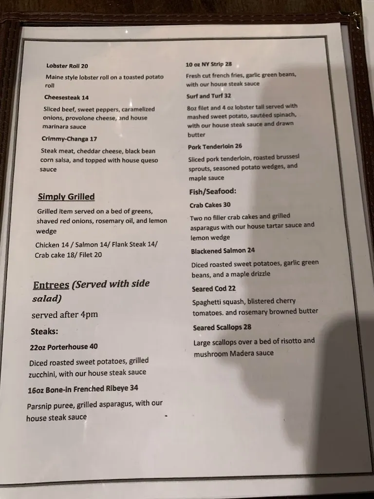 Menu_The Crimson House_Pottsville, PA_image_old_1