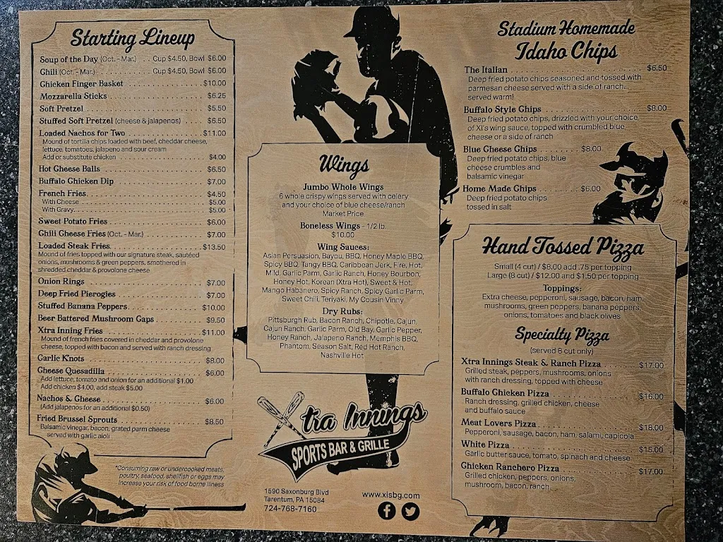 Menu_Xtra Innings Sports Bar and Grille_Tarentum, PA_image_old_1