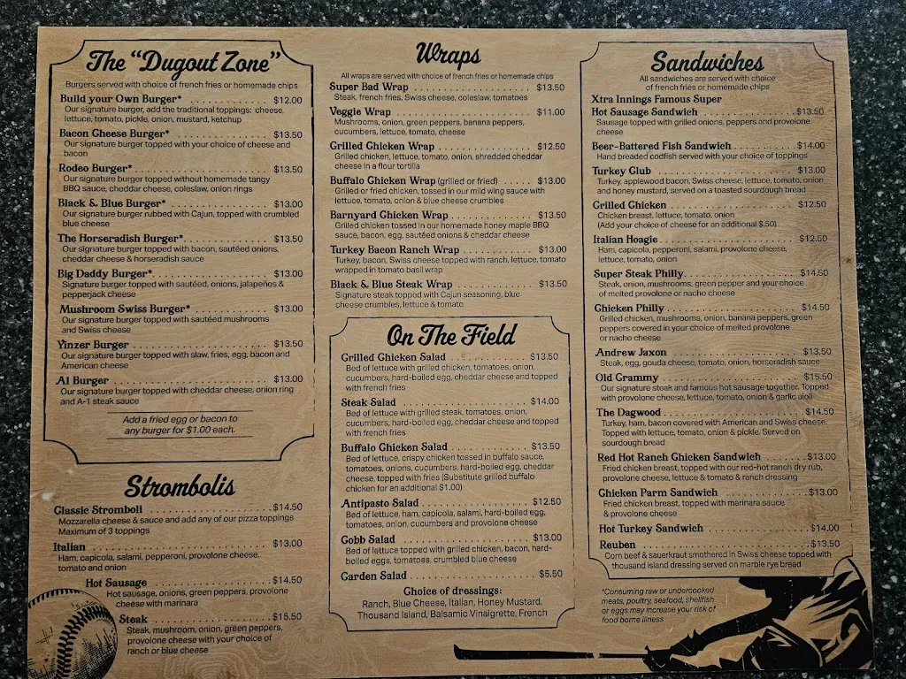 Menu_Xtra Innings Sports Bar and Grille_Tarentum, PA_image_old_2