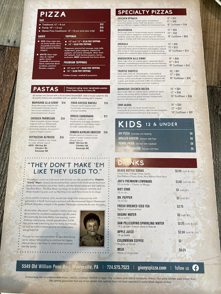 Menu_Ginny's Neighborhood Pizza Joint_Murrysville, PA_image_old_1