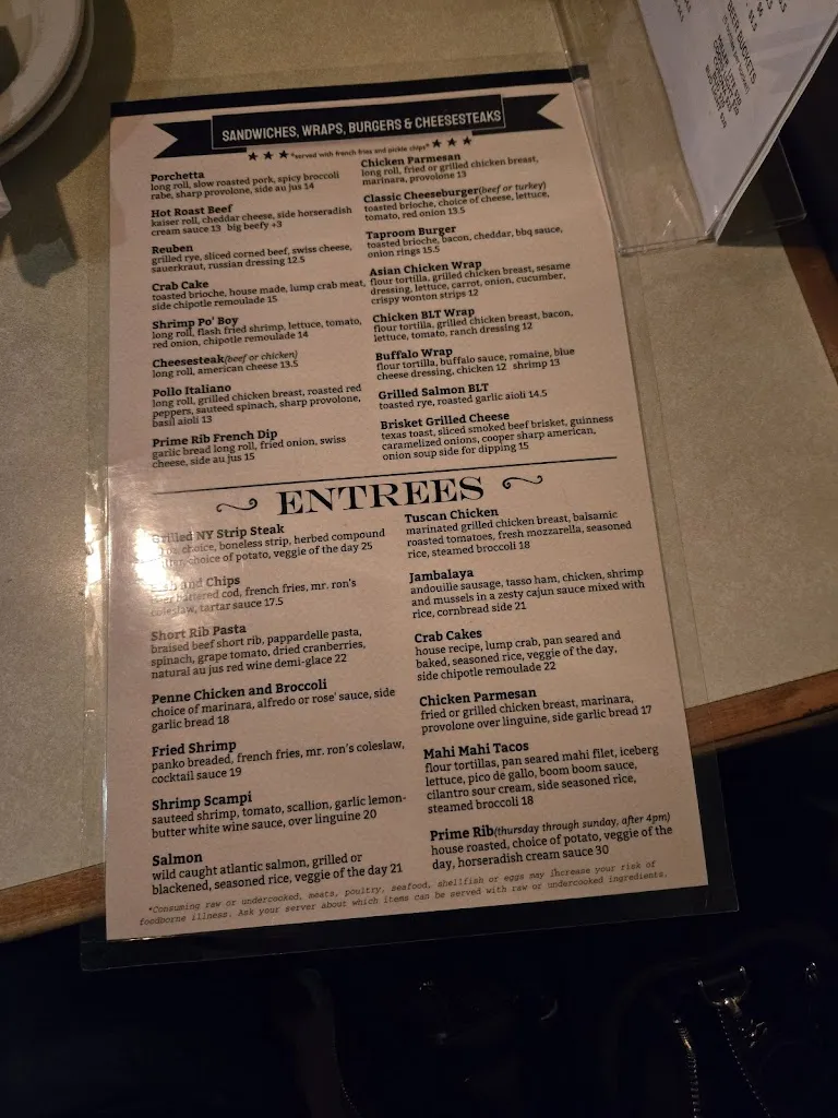 Menu_Chap's Taproom_Eagleville, PA_image_old_2