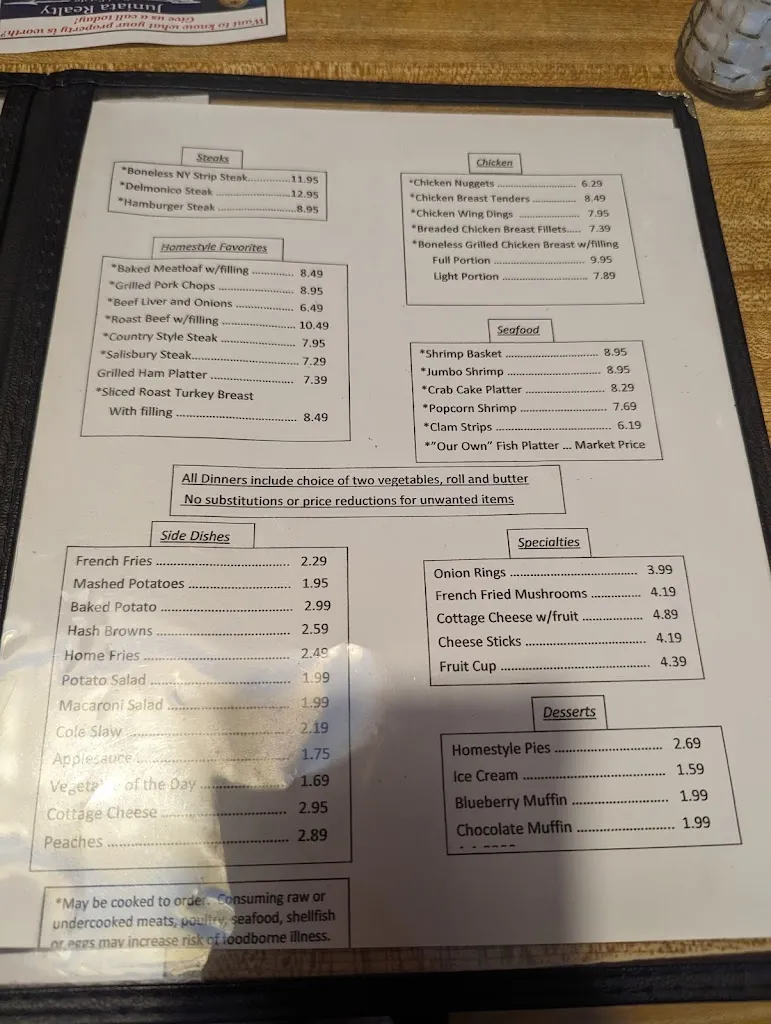 Menu_Kelly's Scenic View Restaurant_Everett, PA_image_old_1