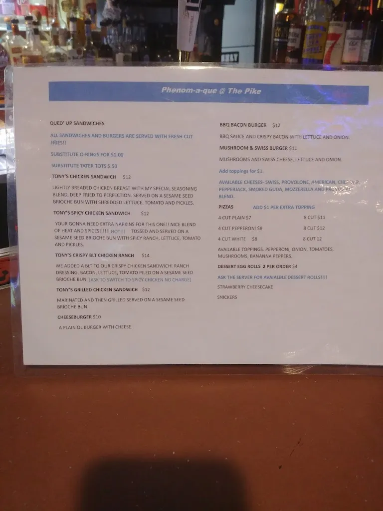 Menu_The Pike bar and Grill_East Pittsburgh, PA_image_old_2
