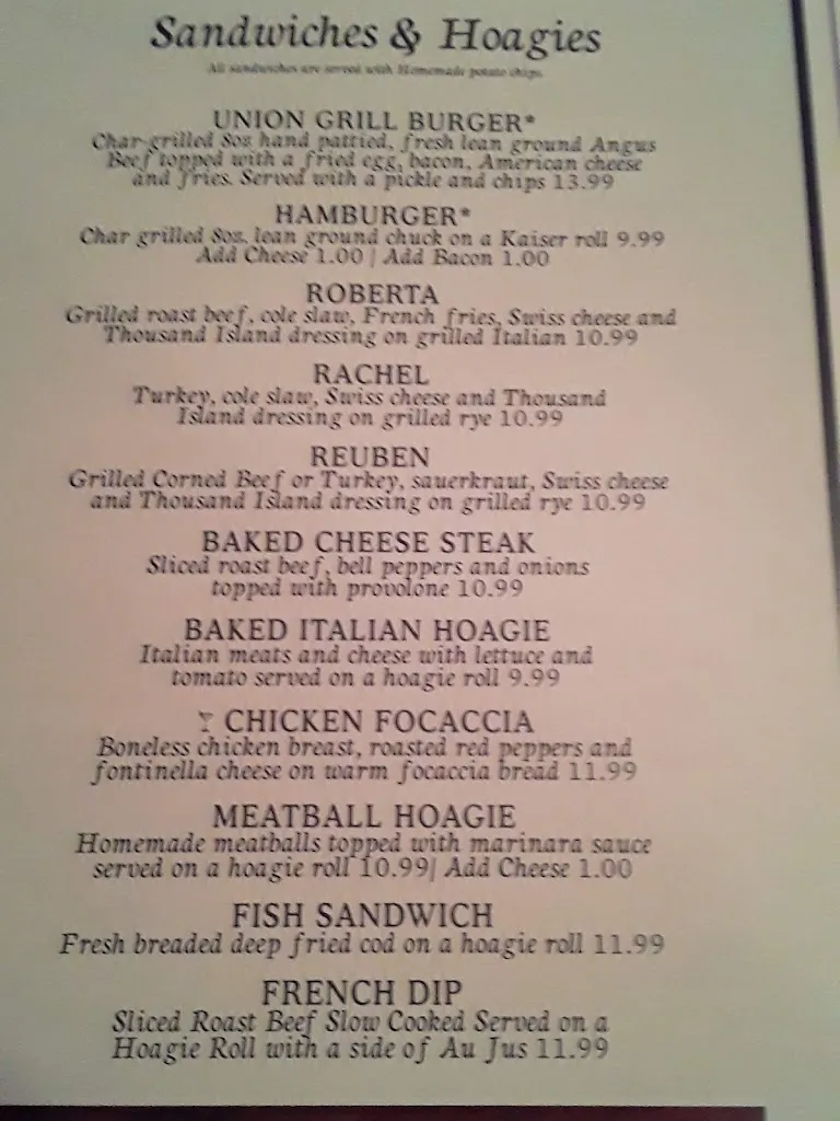 Menu_The Union Grill_Washington, PA_image_old_2