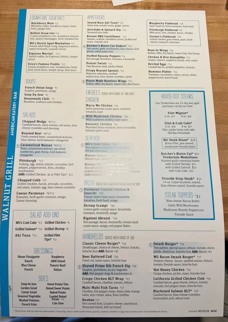 Menu_Walnut Grill Washington_Washington, PA_image_old_2