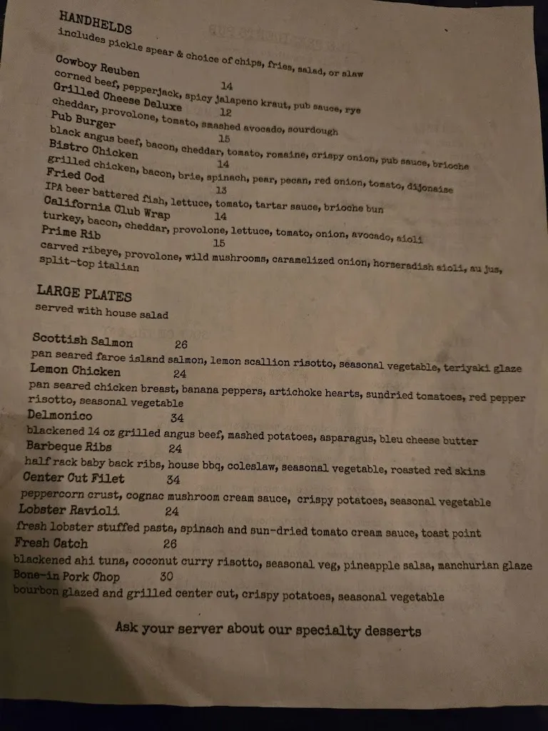 Menu_The Presidents Pub_Washington, PA_image_old_2