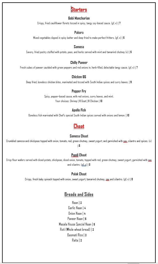 Menu_Masala House Indian Bistro_Washington, PA_image_old_3