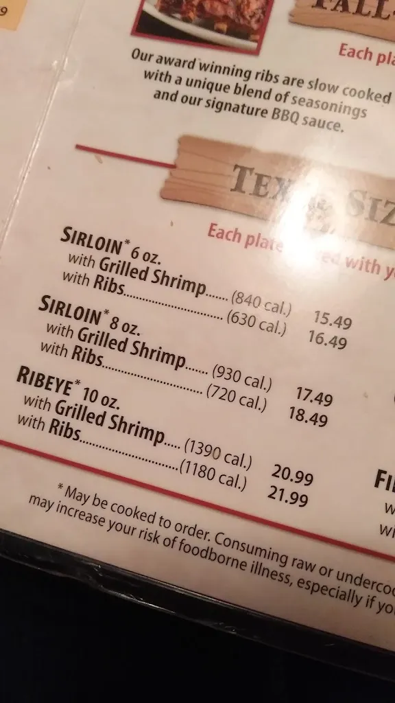 Menu_Texas Roadhouse_Washington, PA_image_old_2