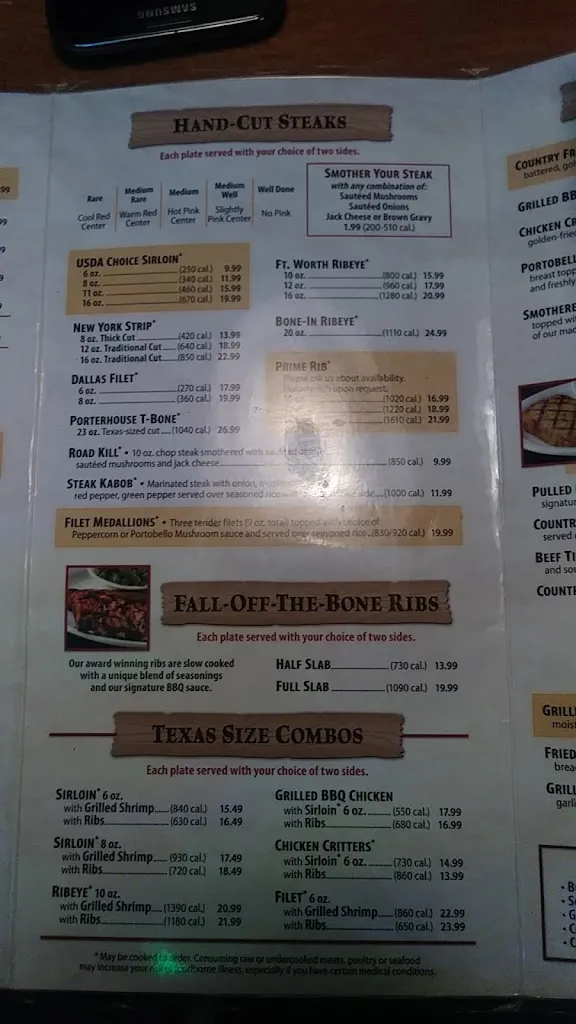 Menu_Texas Roadhouse_Washington, PA_image_old_3