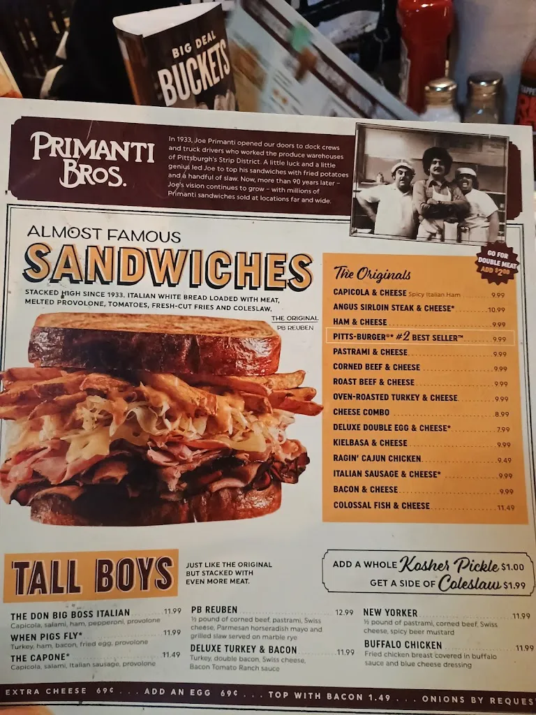 Menu_Primanti Bros. Restaurant and Bar_Washington, PA_image_old_1