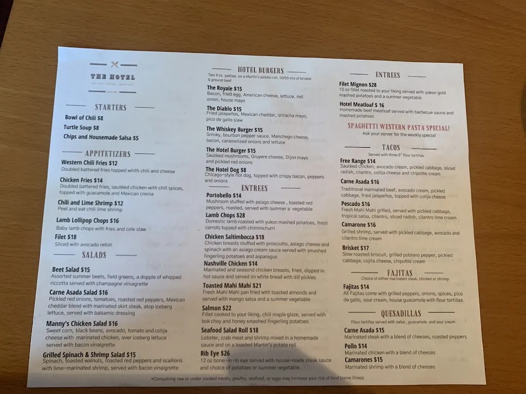 Menu_The Hotel and Rosa's Cantina_Sewickley, PA_image_old_1