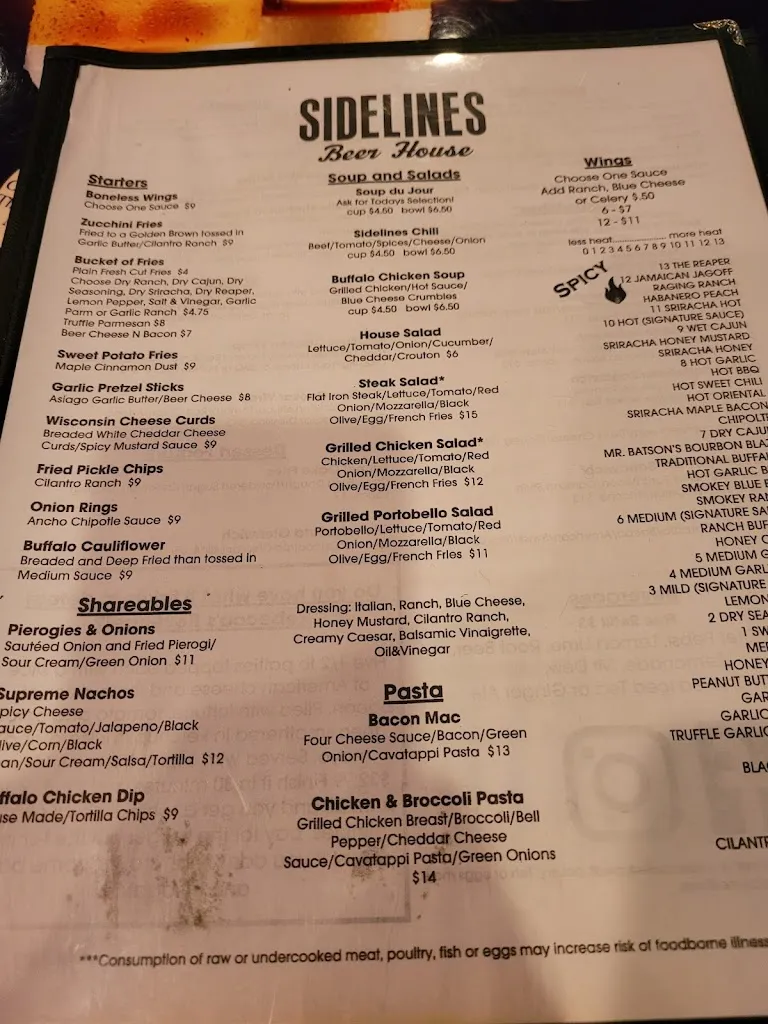 Menu_Sidelines Beer House_Sewickley, PA_image_old_3
