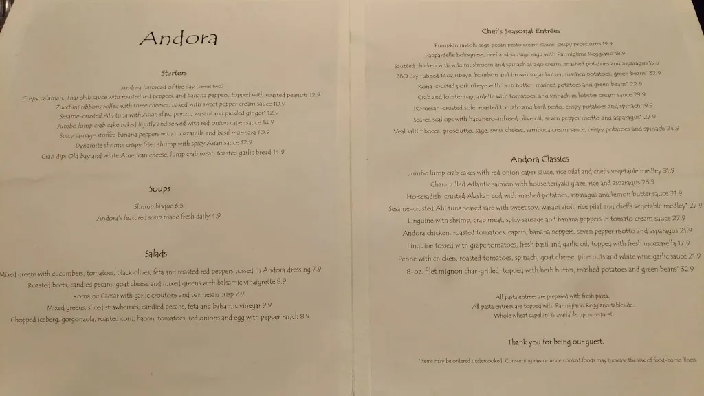 Menu_Andora_Sewickley, PA_image_old_3