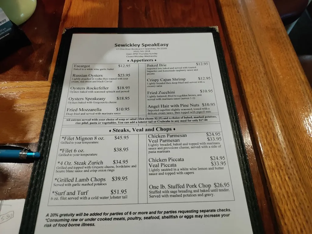 Menu_Sewickley Speakeasy_Sewickley, PA_image_old_2