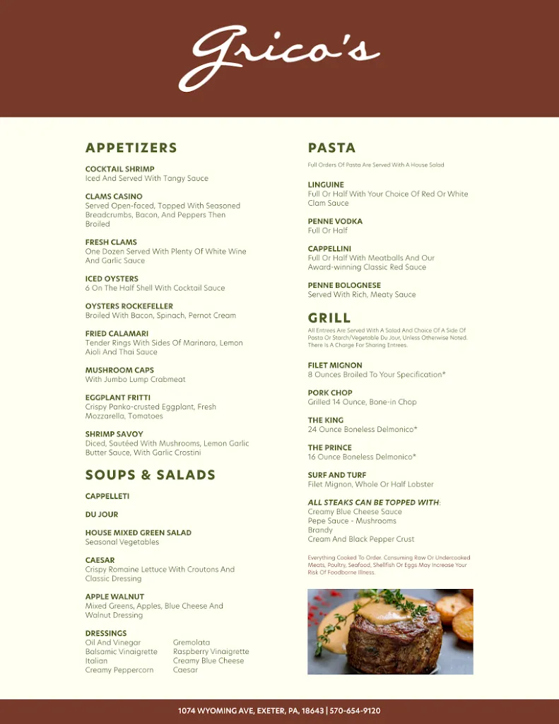 Menu_Grico's_Exeter, PA_image_old_1