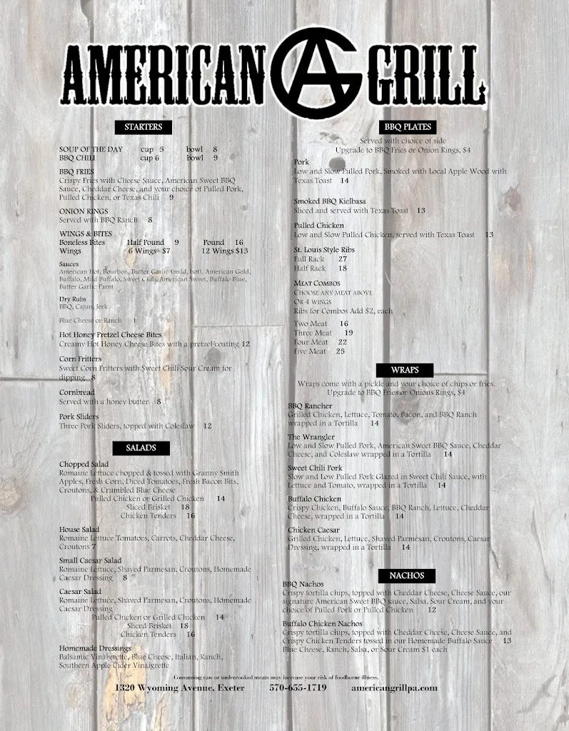 Menu_American Grill & BBQ_Exeter, PA_image_old_1