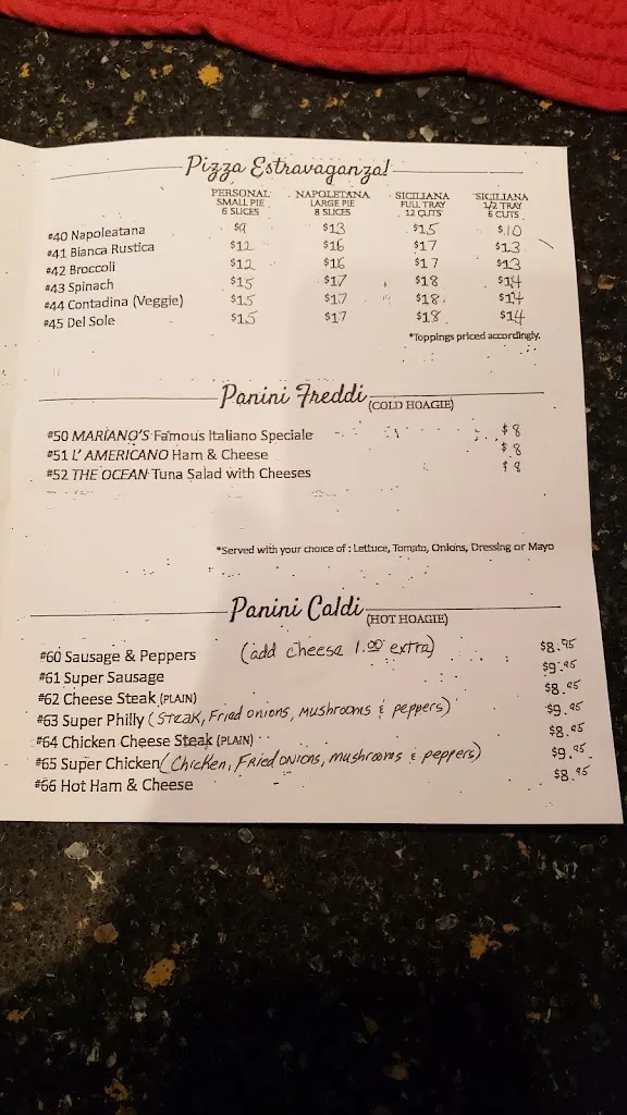 Menu_Mariano's La Puccia_Exeter, PA_image_old_1