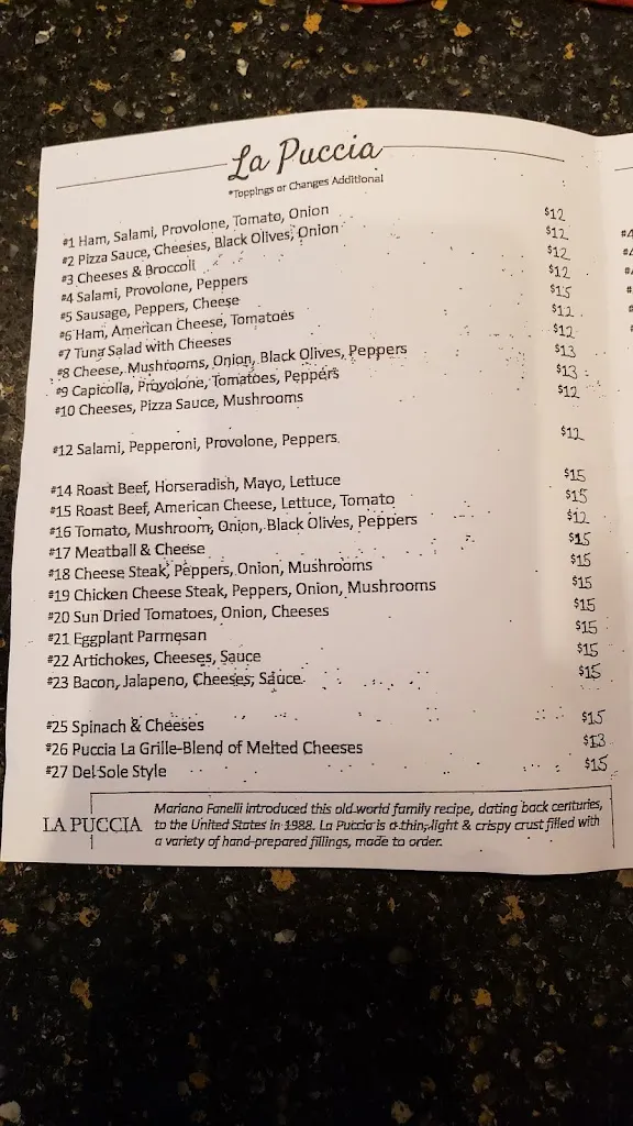 Menu_Mariano's La Puccia_Exeter, PA_image_old_3