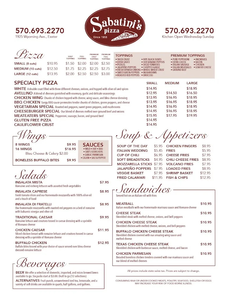 Menu_Sabatini’s Pizza_Exeter, PA_image_old_1