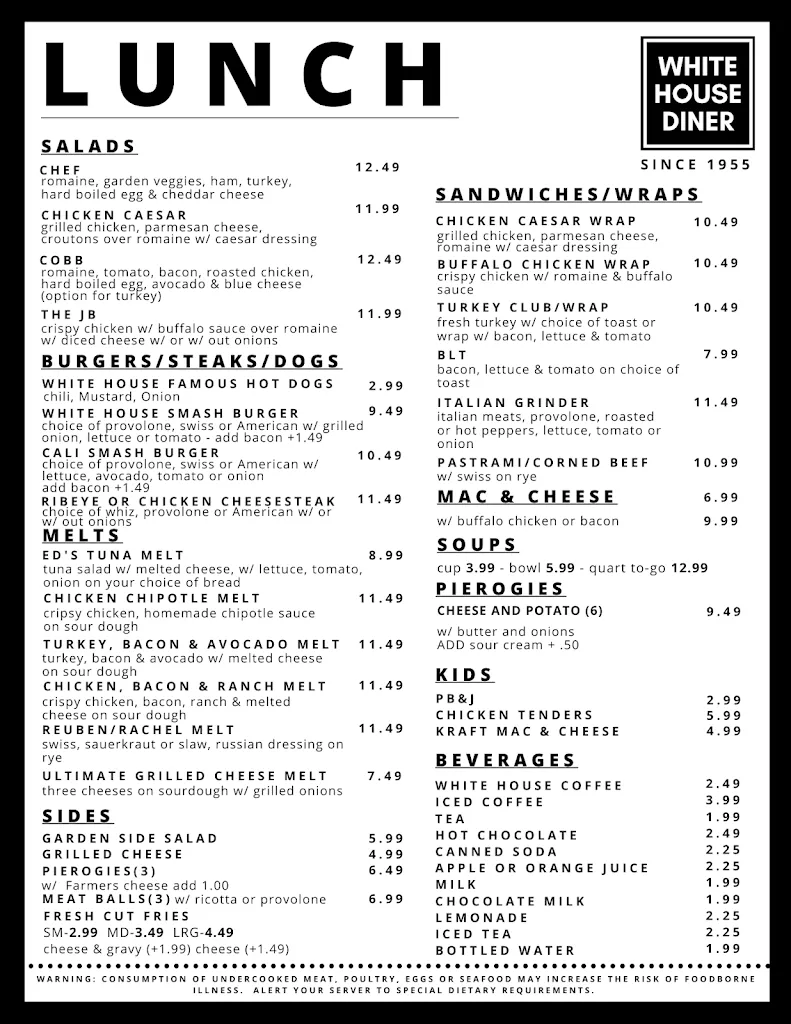 Menu_Whitehouse Diner_Forty Fort, PA_image_old_1