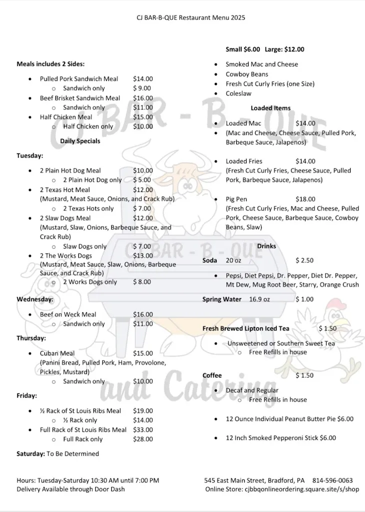 Menu_CJ Bar-B-Que and Catering_Bradford, PA_image_old_1