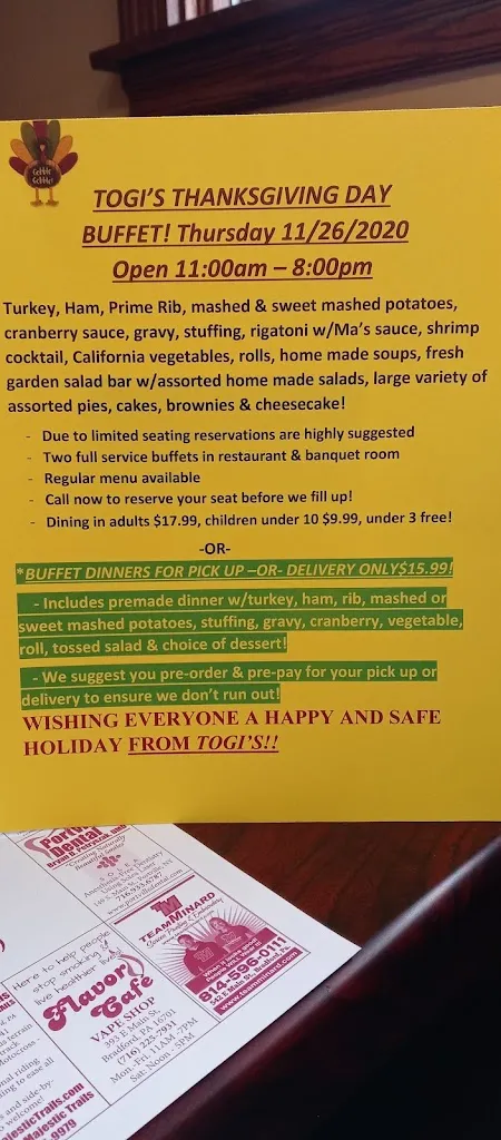 Menu_Togi's Sub Station_Bradford, PA_image_old_2