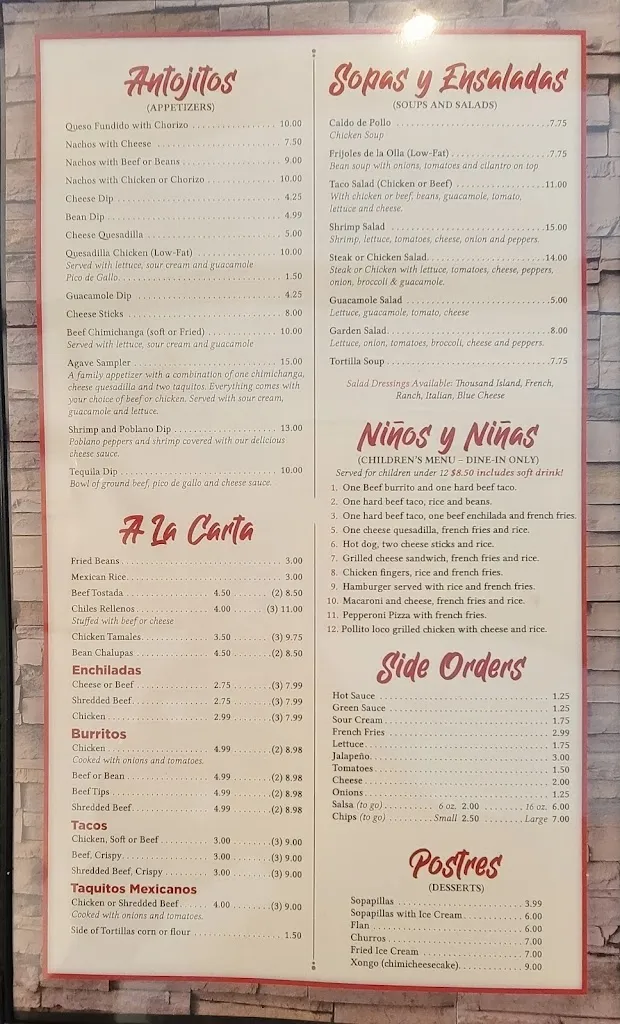 Menu_Tequila Jalisco_Gibsonia, PA_image_old_3