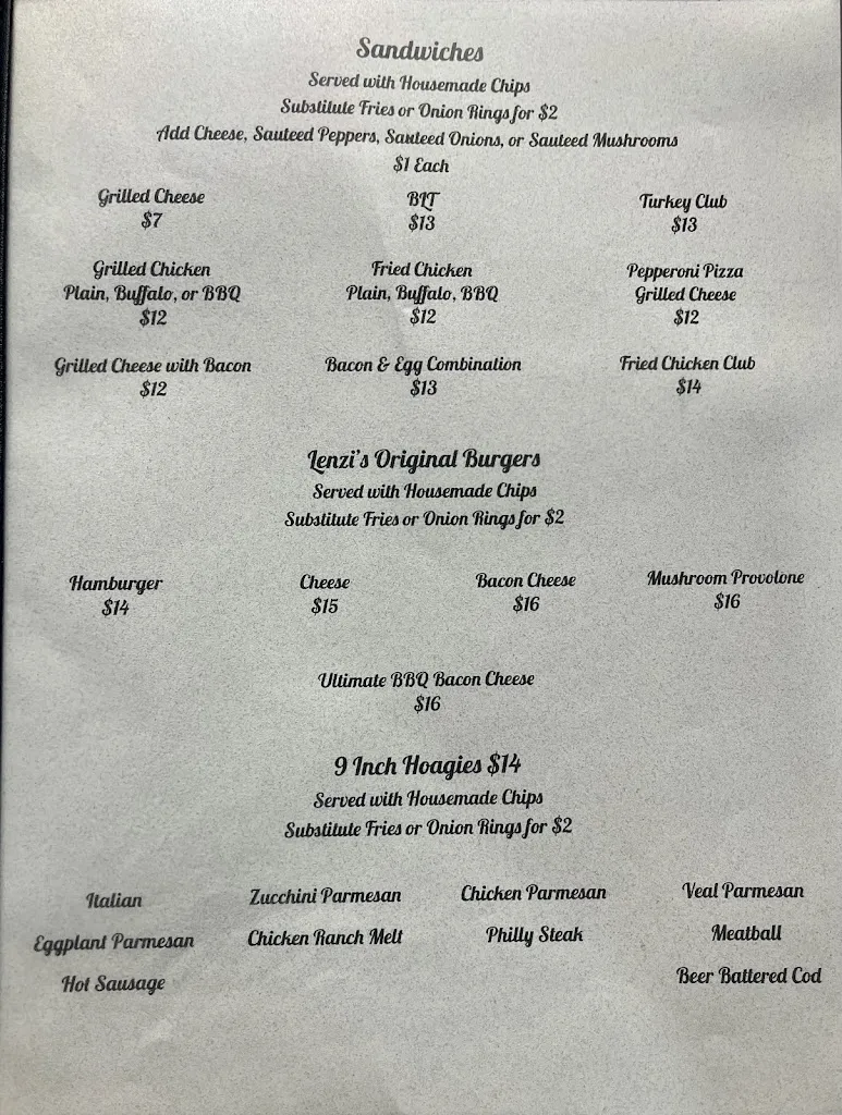 Menu_Lenzi's Restaurant_Monongahela, PA_image_old_1