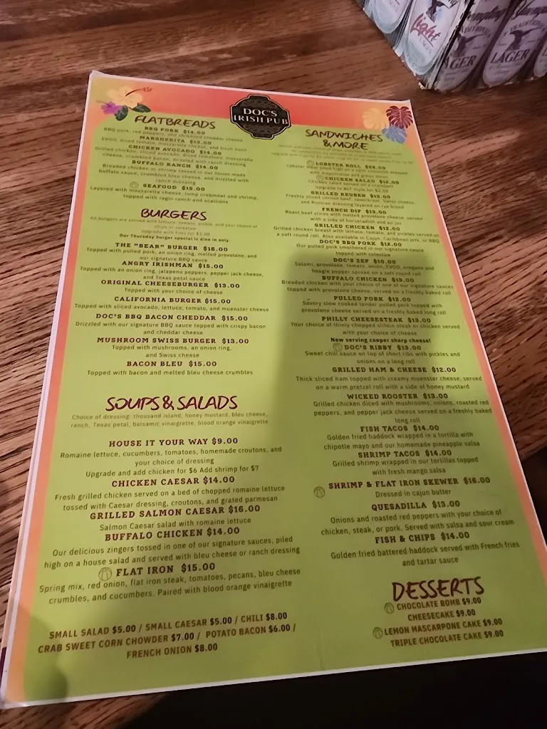 Menu_Doc's Irish Pub_Gilbertsville, PA_image_old_1
