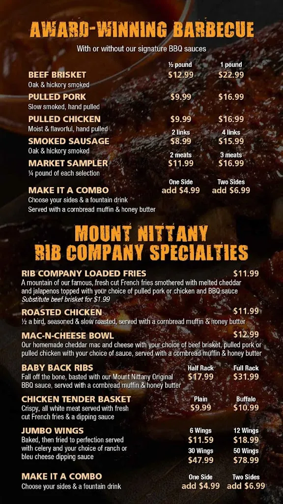 Menu_Prospectors - Mount Nittany Rib Company_State College, PA_image_old_2