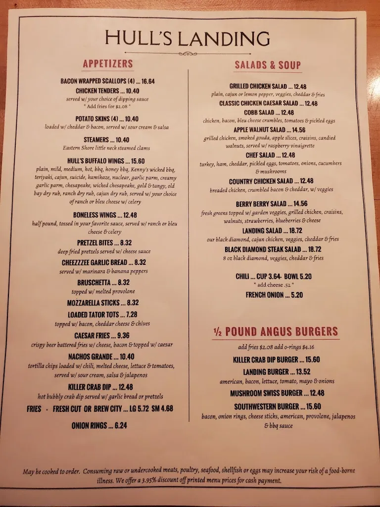 Menu_Hull's Landing_Muncy, PA_image_old_1