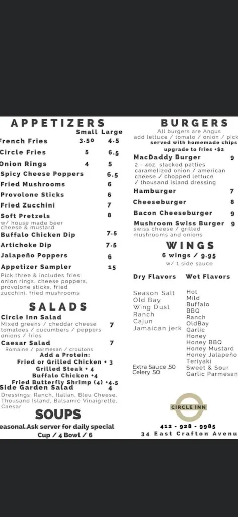 Menu_Circle Inn_Pittsburgh, PA_image_old_2