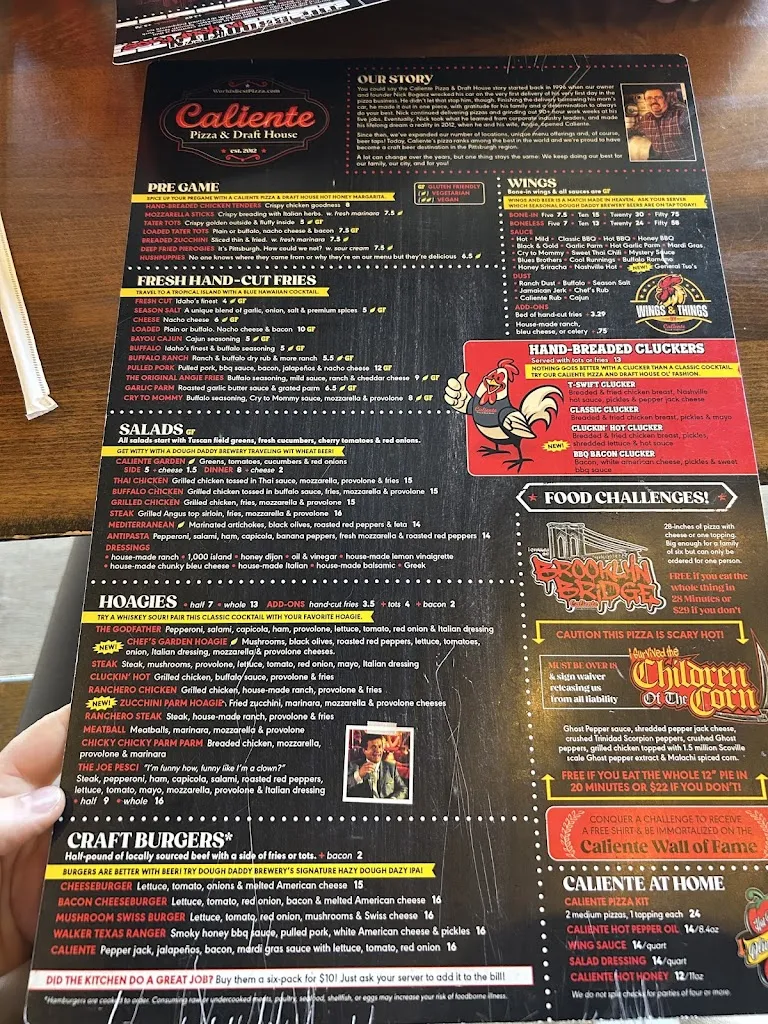 Menu_Caliente Pizza & Draft House - Crafton_Pittsburgh, PA_image_old_2