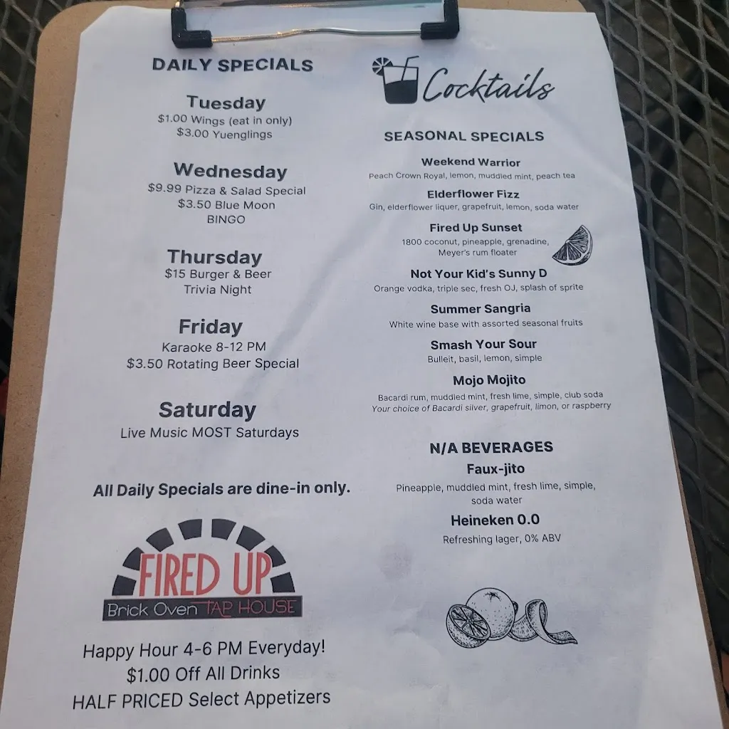 Menu_Fired Up Brick Oven Tap House_Pittsburgh, PA_image_old_2