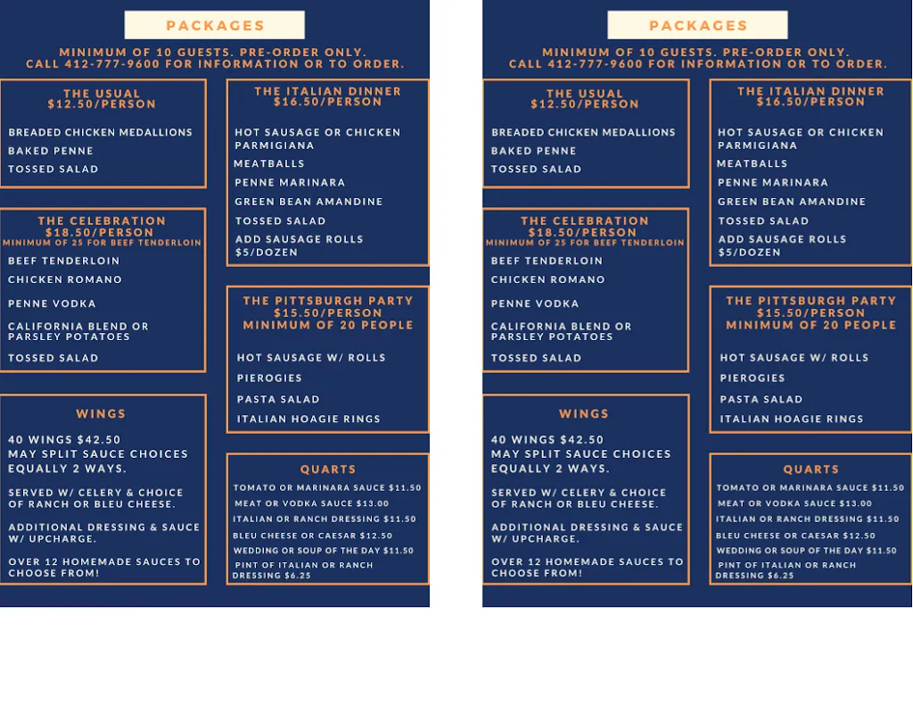 Menu_Rockefeller's Grille_McKees Rocks, PA_image_old_1