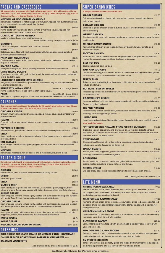 Menu_Rockefeller's Grille_McKees Rocks, PA_image_old_3