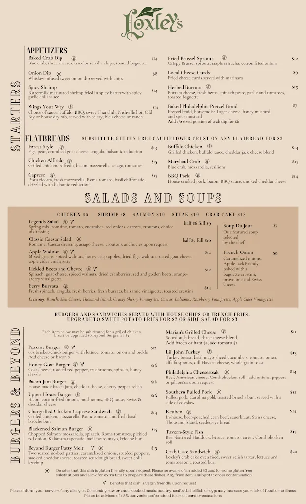 Menu_Loxley's Restaurant and Patio Bar - Lancaster_Lancaster, PA_image_old_1