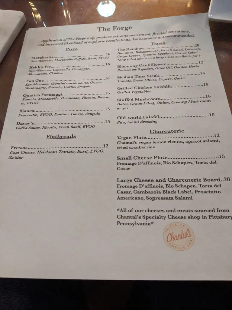 Menu_The Forge_Pittsburgh, PA_image_old_1