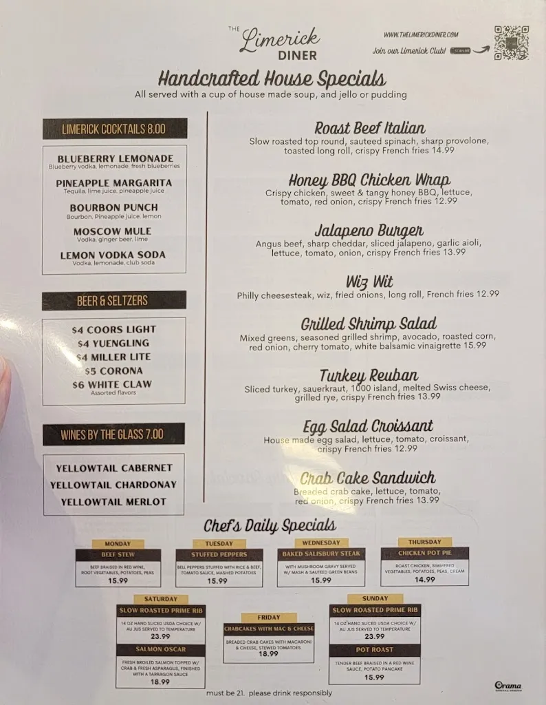 Menu_Limerick Diner_Limerick, PA_image_old_2