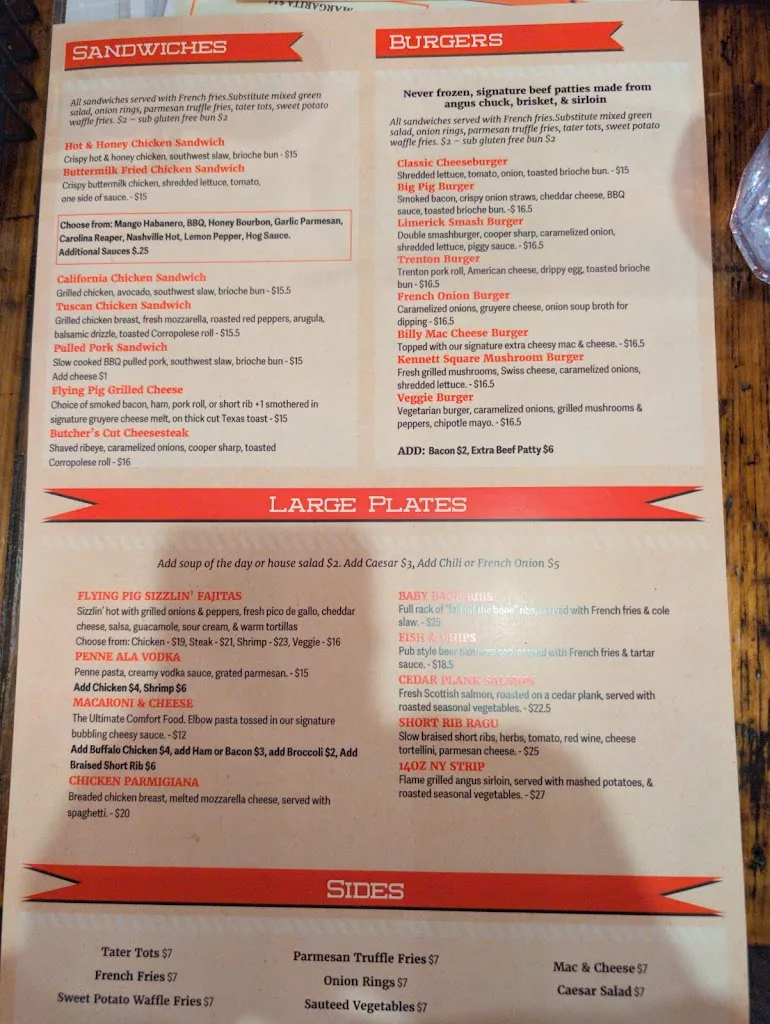 Menu_Flying Pig Tavern & Tap Limerick_Limerick, PA_image_old_1