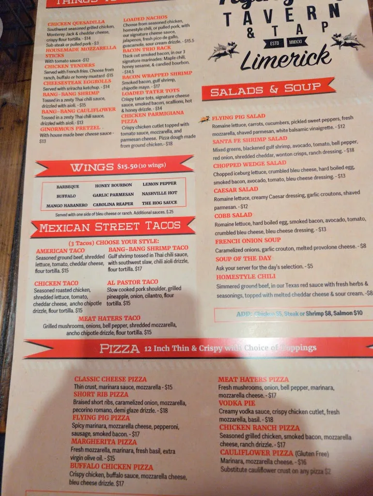 Menu_Flying Pig Tavern & Tap Limerick_Limerick, PA_image_old_2